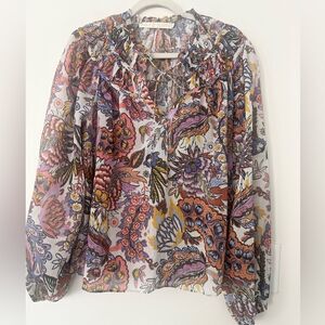 Marie Oliver Silk Blend Peasant Blouse M